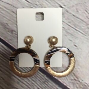 Gold and lucite dangle hoop earrings